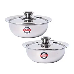 Embassy Stainless Steel Eco Dish with Lid Pack of 2 Size 1 600 ml/Bowl