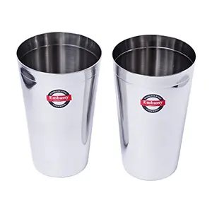 Embassy Stainless Steel Plain Lassi Glass Pack of 2 650 ml/Glass