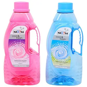 Nayasa Superplast Plastic Fontana PET Bottle 1.5 Litre Set of 2 Pink and Blue