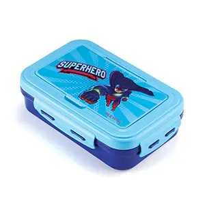Trueware POKO Plastic Super Hero Flying Printed Junior Lunch Box Blue