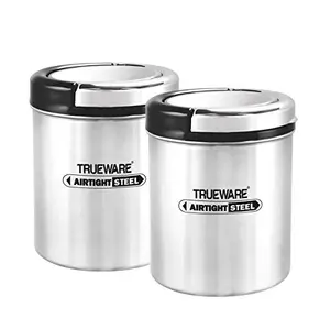 Trueware Stainless Steel Canister Liftup Airtight 1000 ml (Set of 2 pcs)