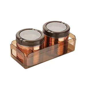 Trueware Fusion Airtight SS Canister 2 Pcs Set With TrayCopper--500 ml Each Container