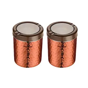 Trueware Stainless Steel Lacquer Finish Hammer Lift Up Plus Airtight 750 ml Set Of 2Pcs-Copper