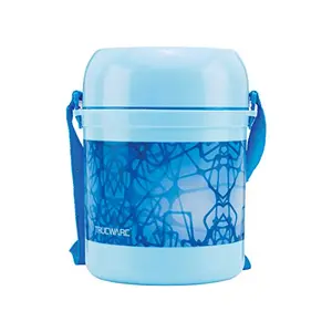 Trueware Foody 3 Lunch Box 3 Plastic Containers Tiffin Insulated Lunch Box Outer Plastic Body BPA Free|300 ml x 3- Blue