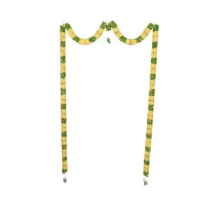 Net Ribbon Big Door Set with goldroses (Lemon Yellow with Green) DC190