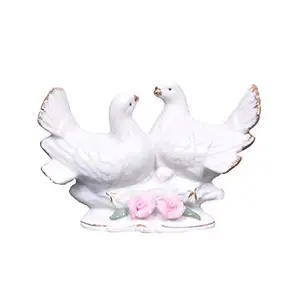 Mandarin Ducks for Home Decor with Love Sign and White Color (4.5 cm x 7.5 cm x 8.5 cm)