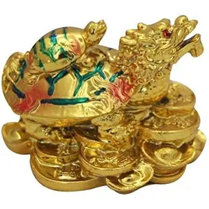 Resin Dragon Headed Tortoise Coin In Mouth With Baby Child Turtle Standard Golden