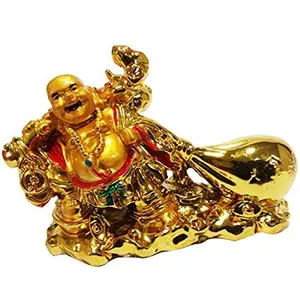 Vastu Laughing Buddha Drag The Money potli Showpiece - 10 cm