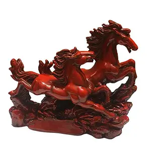 Two Running Horses Showpiece Big Size Red Color
