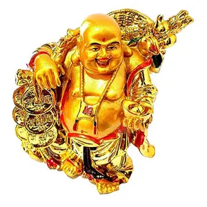 Exclusive Standing Laughing Buddha Medium Statue (5 inches) Happy Man for Good Luck Wealth Prosperity at Home Office
