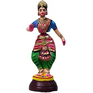 Tanjore Lady Bharatanatyam Dancing Golu Doll Show Piece Made of Paper Mache Multi Colour