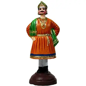 Tanjore King Raja Raju Dancing Golu Doll Show Piece Made of Paper Mache Multi Colour