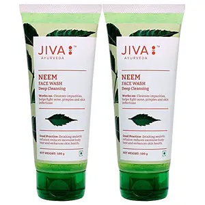Jiva Neem Facewash - 100 g - Pack of 2 - For All Skin Types Pure Herbs Used Helps In Reducing Pimples & Promotes Skin Health