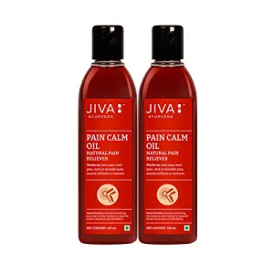 Jiva Pain Calm Oil - 120 ml - Pack of 2 - Blend Of 5 Ayurvedic Oils Quick Absoprtion 100% Natural Ayurvedic Pain Relief Oil for Joint Back Knee Shoulder and Muscular Pain