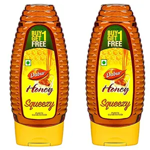 Dabur Honey :100% Pure World's No.1 Honey Brand with No Sugar Adulteration Squeezy Pack - 400g (Buy 1 Get 1 Free)
