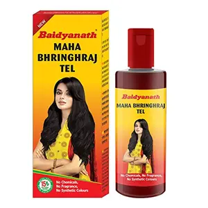 Baidyanath Mahabhringraj Tel (Original) | Hairfall Control | Ayurvedic Medicated Hair Oil | 4X More Effective | For All Hair Types (Male & Female) - 200ml