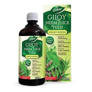 Dabur Giloy Neem Tulsi Juice: Benefit of 3-in-1 Immunity Boosters with the power of Giloy Neem and Tulsi|Pure Natural and 100% Ayurvedic Juice -1L