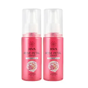 JIVA Ayurveda Rose Petal Natural Water for Freshens and tones the skin| All Skin type| Pack of 2