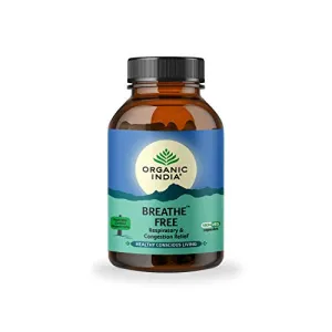 ORGANIC INDIA Breathe Free Ayurvedic Capsule || Respiratory Disorder & Congestion || Shortness of Breath || Protect Lungs from Smoking & Pollution || Relieves Allergic Asthma & Coughing - 180 N Veg Capsules