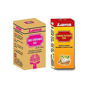 Lama Swas Chintamani Ras 25 Tablets with Gold + Lama Shwas Kuthar Ras 10 gm (Combo Pack)