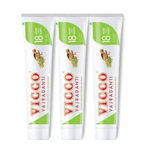 Vicco Vajradanti Ayurvedic Paste Saunf Flavour 18 Essential Herbs and Barks Prevents Bad Breath For Strong and Healthy Teeth 160 gms (Pack of 3)
