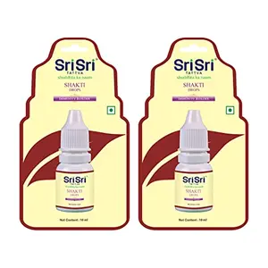 Sri Sri Tattva Shakti Drops - Ayurvedic Immunity Booster for Adults & Kids - Natural Drops for Strength & Stamina - Relief from Cough Cold & Sore Throat - 10ml (Pack of 2)