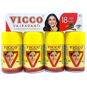 Vicco Vajradanti Powder-100g(Pack of 4) with 200g Paste