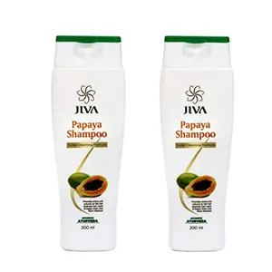 JIVA Ayurveda Papaya Shampoo (200 ml) for Long Healthy and Strong Hair | Hair fall Control | Smooth & Silky Hair | Infection Free_Pack of 2