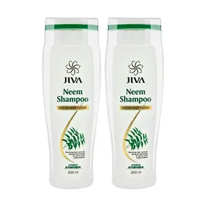 JIVA Neem Shampoo Made with FRESH Neem leaves anti-dandruff anti-bacterial Ayurvedic shampoo-200 ml (Pack of 2)