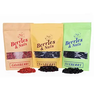 Berries And Nuts Dried Berries Combo | Cranberries Blueberries & Gojiberries 250 Grams Each