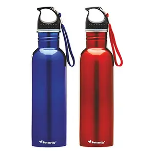 Butterfly Stainless Steel Water Bottle Set 750ml Set of 2 Red/Blue