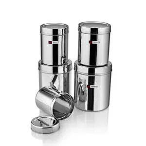 Butterfly Stainless Steel Container Deep Dubba (No. 1-5) 5 Sizes Set Silver