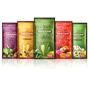 Cycle GoodLuck Agarbatti Combo Pack with Champa Kasturi Kewda Rose and Mogra Fragrances - Pack of 5 Incense Sticks