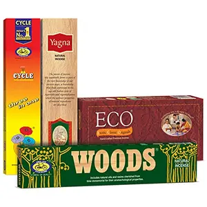Cycle Agarbatti Special Combo - Three in OneWoods Yagna and Eco Incense Sticks (Pack of 4)