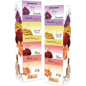 Devdarshan Aura Dry Dhoop Cones (Lavender Sandalwood Rose Lily) Pack of 2 Boxes