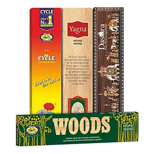 Cycle Agarbatti Combo Pack of Three in One Woods Dasara and Yagna Incense Sticks(Pack of 4)