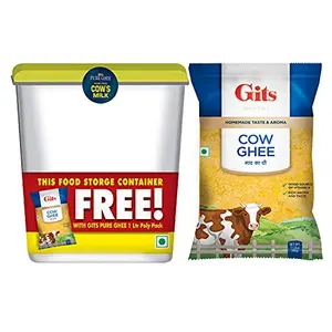 Gits Pure Cow Ghee 1L Pouch with Free Container