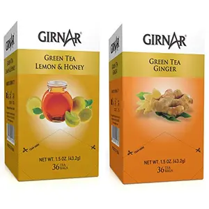 Girnar Green Tea Lemon & Honey (36 Tea Bags) + Girnar Green Tea Ginger (36 Tea Bags)