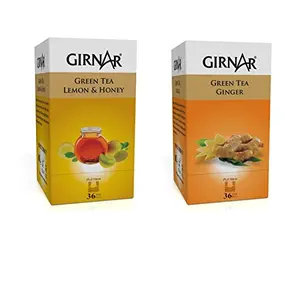 Girnar Combo of Green Tea Lemon and Honey and Green Tea Ginger (36 Tea Bags)