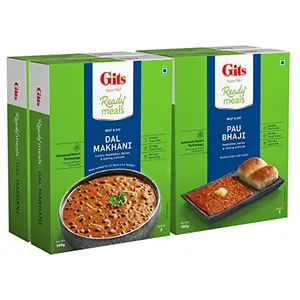 Gits Ready to Eat 1200g (Dal Makhani 300g X Pack of 2 + PAU Bhaji 300g X Pack of 2)