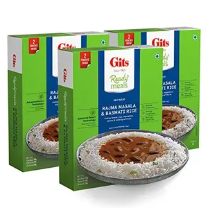 Gits Ready to Eat Basmati Rice + Rajma Masala Combo Meal 1125g (Pack of 3 X 375g Each)