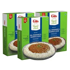 Gits Ready to Eat Basmati Rice + Dal Makhani Combo Meal 1125g (Pack of 3 X 375g Each)