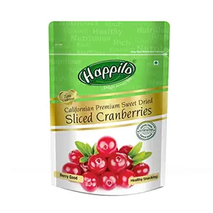 Happilo Premium Californian Dried and Sweet Sliced Cranberries 200g | 100% Real dried fruit | High Antioxidants Dietary Fiber | Healthy Sweet Treats