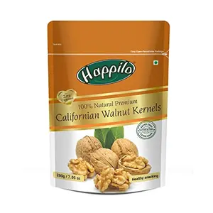 Happilo 100% Natural Californian Raw Walnuts Kernels 200 g | Premium Unsalted Akhrot Giri | High in Protein & Iron | Low Calorie Nuts