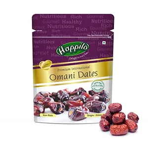 Happilo Premium International Omani Dates 250 g| Khajoor or Khajur Dry Fruit | Healthy & Nutritious Snack | Rich in Vitamins & Minerals | Natural Sweetener