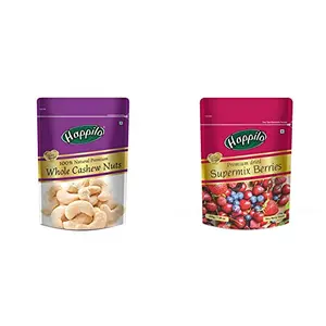 Happilo 100% Natural Premium Whole Cashews 200g + Happilo Premium International Super Mix Berries 200g
