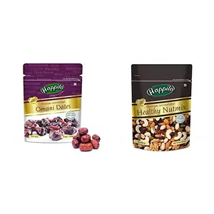 Happilo Premium International Omani Dates 250g (Pack of 1) and Happilo Premium International Healthy Nutmix 200g