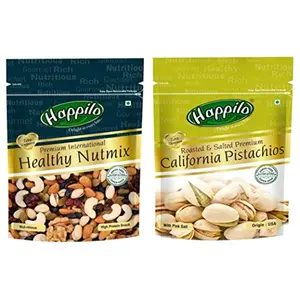 Happilo Premium International Healthy Nutmix 200g + Premium Californian Roasted and Salted Pistachios 200g