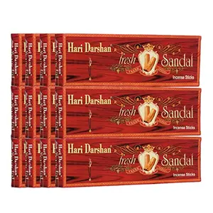 Hari Darshan Flat Pure Sandal Incense Sticks/Chandan Agarbatti (11 Sticks Pack of 12)