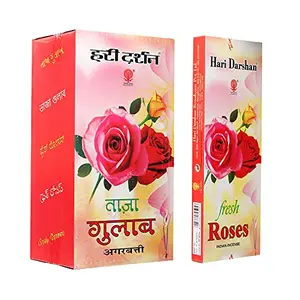 Hari Darshan Fresh Rose Agarbatti Incense Sticks (Pack of 12)